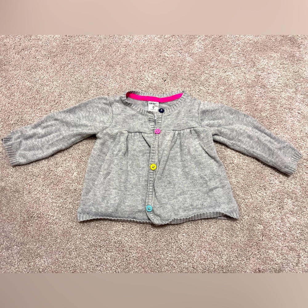 ⭐️ 5/$25 ⭐️ Carter's Girls 9M Gray Cardigan Sweater